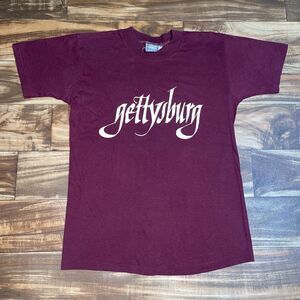 Vintage 70s Gettysburg Single Stitch Graphic Shirt USA Sz Small / Medium Maroon